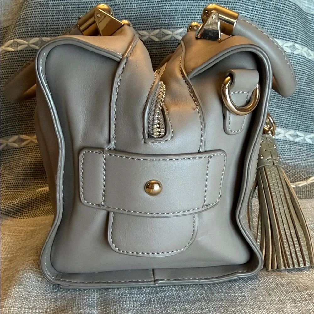 Bebe Taupe Satchel with Tassel Accent - Picture 5 of 7